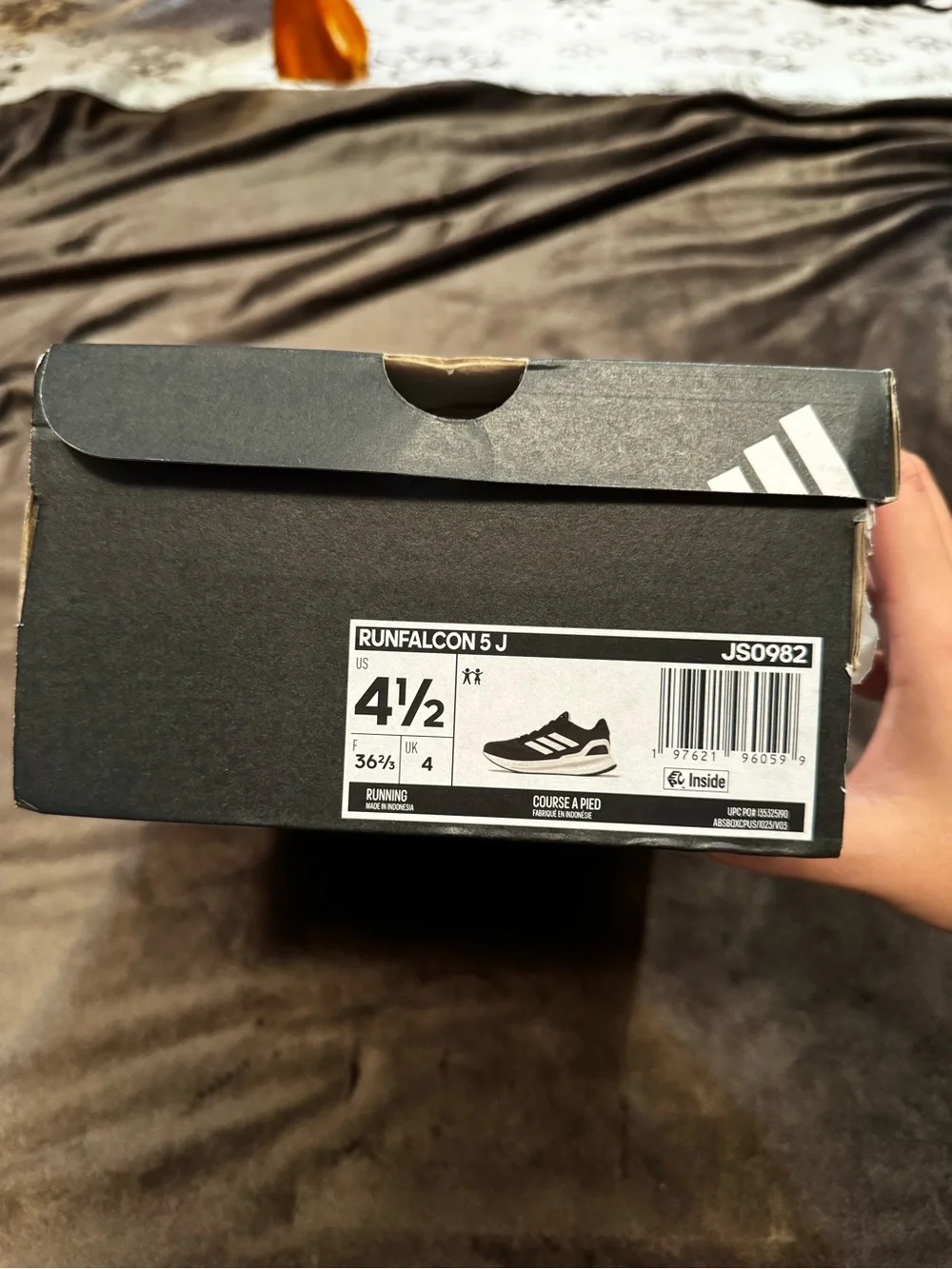 adidas Black and White Kids Running Shoe with Signature Three Stripes
